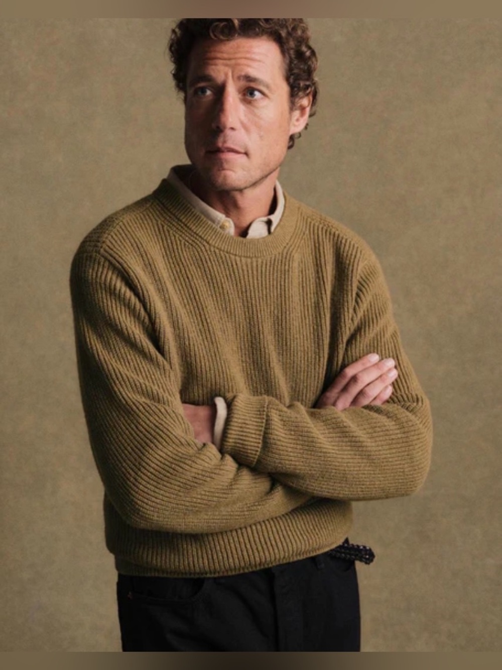 Seafarer Rib Knit Crew - British Khaki